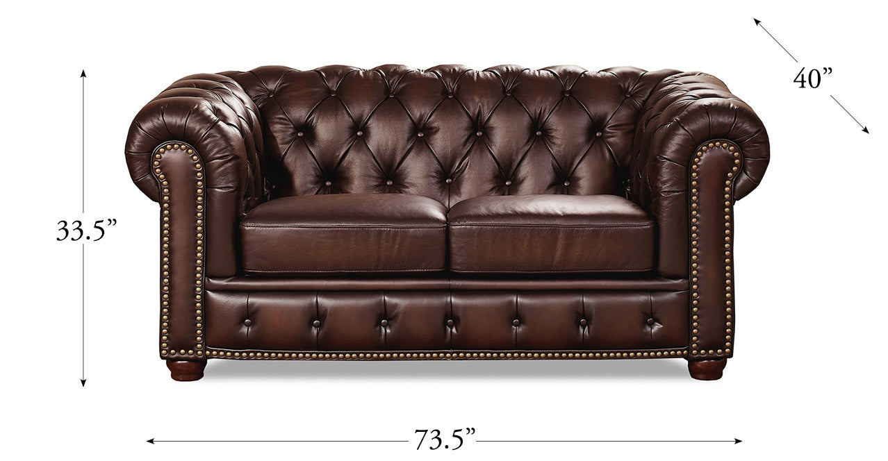 Albany Leather Sofa Collection, Caramel Brown